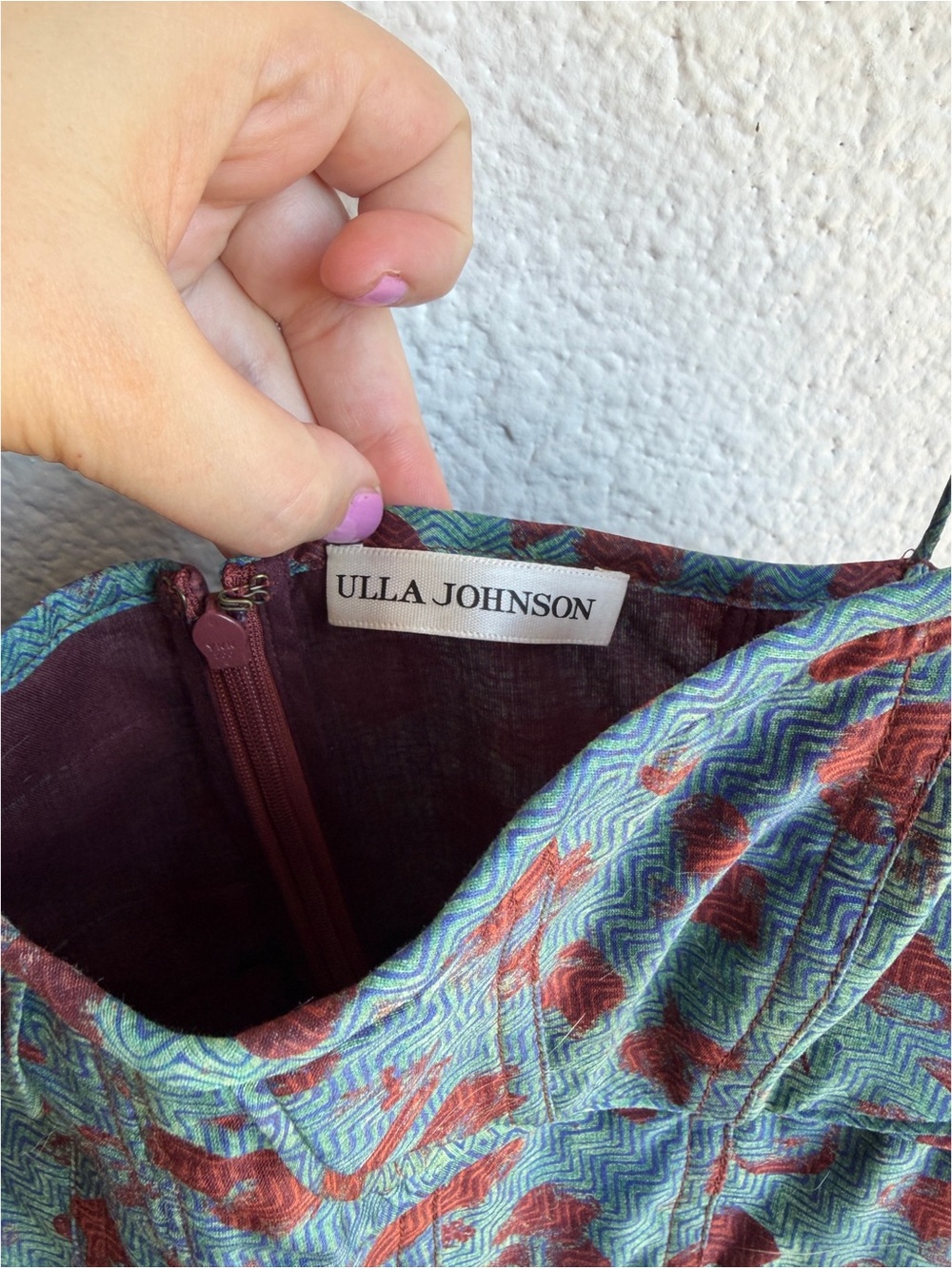 Ulla Johnson Teal Maxi Dress with Brown Spot Print - Picture 9 of 11